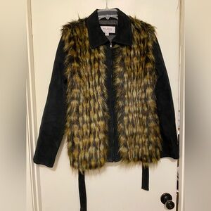 Wilson Leather Black and Brown Faux Fur Jacket